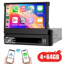 4+64GB 7" 1DIN Android 15 Autoradio Carplay Drehbarer Touchscreen GPS Navi Wifi