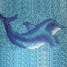 Schwimmbad Pool Mosaik Delphin Papierverklebt