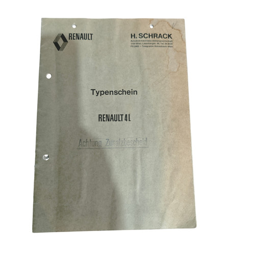 Typenschein renault bj - typenschein, 4l