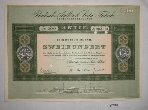 200 mark aktie badische anilin - 200,