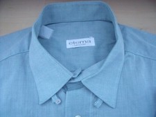 ETERNA EXCELLENT Hemd 39 Aquamarine meliert Unifarben Sehr gut #EK401