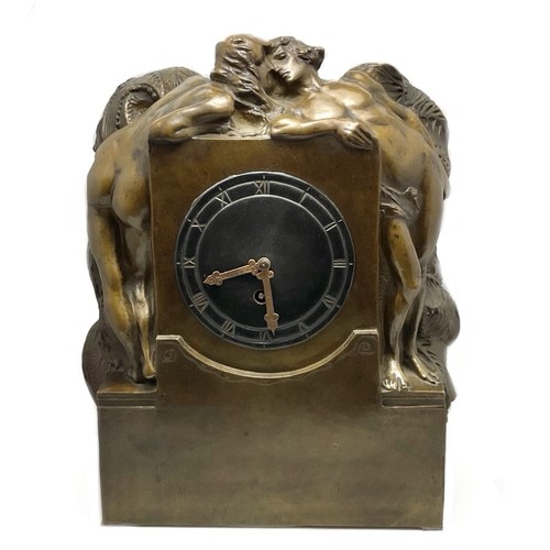 Jugendstil bronze kaminuhr - bronze,