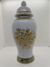 Wunderschöne handgefertigte Deckelvase mit Goldornamenten Edel