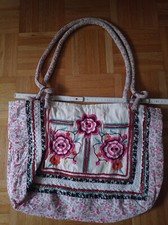 Tasche Stoff Hippie Ethno Blume groß rose beige rot