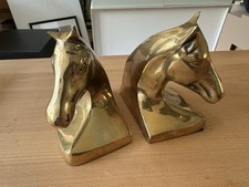2x Buchstützen mit Pferdekopf aus Messing - vintage -