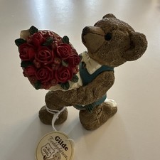 Gilde Teddybären Handwerk Blumen Rosenstrauß Bären Handarbeit gemalt Sammler 