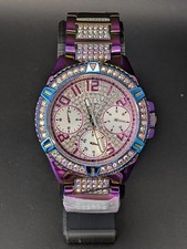 Guess GW0044L1 Lady Frontier Damen Armbanduhr Chrono Strass 40mm Lila