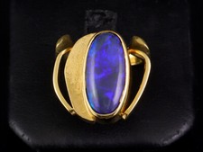 Seltener Schwarz Opal Ring ca. 4,00ct   11,3g 750/ Gelbgold  von  Herbert Bitter