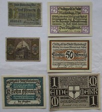 5 Pfennig bis 1 Mark Banknoten Notgeld Stadt Marienburg Malbork 1920 (113373)
