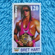 BRET HITMAN HART Briefmarke Stamp BRAVO WWF WRESTLING
