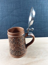 Gerz Bierseidel mit Zinndeckel 0, 5L Steinzeug Steingut Sammler Vitange Bierkrug