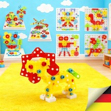 Spielzeug ab 3 Jahre Mosaik Steckspiel,mit Elektrische Bohrmaschine Schrauben!