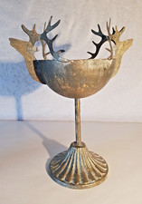 Deko-Schale Hirsch auf Fuß  Kerzen-Schale  Metall goldfarben