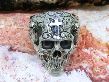 Totenkopf Ring mit Kreuz 925