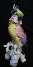 Porzellan Figur Papagei Kakadu Vogelplastik Karl Ens 28 cm grüne Mühlen-Marke