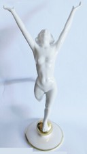 Porzellanfigur Sonnenkind Akt weiß auf Goldkugel Hutschenreuther Tutter 22cm