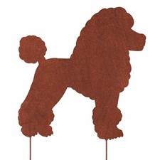 PUDEL HUND FIGUR CORTEN GARTEN DEKORATION GESCHENK SCHILD