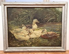 Großes Ölgemälde Enten im