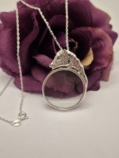 Sterling Silber viktorianischer Stil Pferd Vergrößerungsschlaufe/Anhänger Halskette.