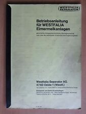 Westfalia Eimermelkanlagen Melkstand Betriebsanleitung Teileliste Montage RPS