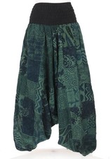 Sommerliche Aladinhose Patchwork Pluderhose, Hippie Hose - grün