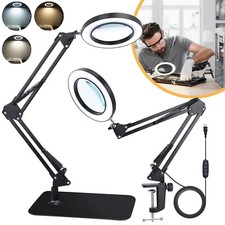 10X Lupe mit Licht und Klemme Beleuchtete Lupe Dimmbare LED Schreibtischlampe