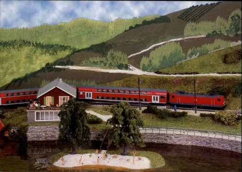 Modelleisenbahn postkarte - modelleisenbahn,