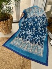 BASSETTI Plaid 135x190 INDIAN ROSES B1 Blau Kuscheldecke TAGESDECKE DECKE NEU