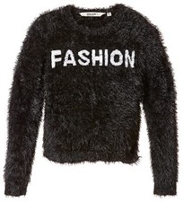 süsser flauschiger Mädchen Pullover TEDDYFELL Zottel ~GARCIA~ Gr.165 schwarz NEU