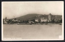 Oberlahnstein am Rhein, Ansichtskarte, Ortsansicht vom Rhein aus 