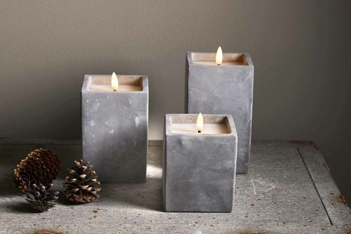 Led kerzen grau beton - kerzen,