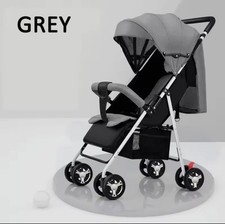 Leichter klappbarer Kinderwagen Grau, 5-Punkt-Gurt, Buggy ab Geburt, Max 30kg 