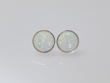 Ohrringe Ohrstecker Opal Imitat Cabochon Weiß Silber 925 Gold -versch. Grössen-