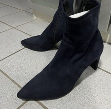 Ungetragen: Damen Stiefelette Boots Gr. 39, Velourleder, Marineblau