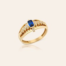 14K Gold blauer Saphir