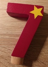 FIGUR ZAHL 7 sieben für Geburtstagskranz Geburtstagszug aus Holz rot mit Stern