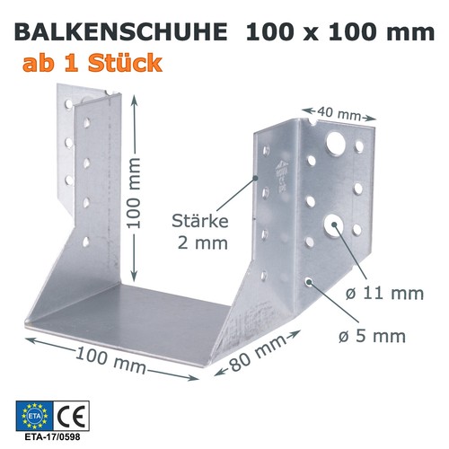Balkenschuhe 100x100mm mit - , eta