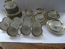 H & C Heinrich Kaffee - Teeservice 11 Personen Weiß Platin und Goldrand 35 Teile
