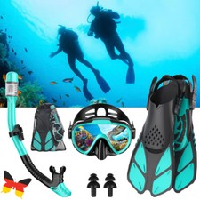 Profi Schnorchelset Erwachsene mit Flossen, Anti-Fog Panorama Taucherbrille S/XL