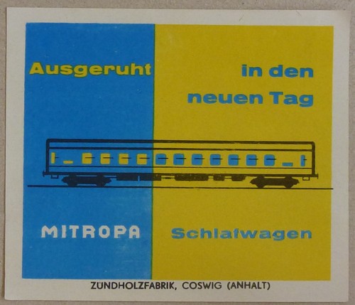 Ddr zündholz etikett mitropa - ddr,