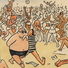 Illustration Berlin Schoenfeld Karl Heinz Strand Humor Zeichnung signiert 1958