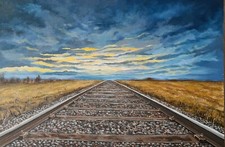 Ölbild Reise Eisenbahn