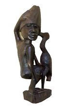 Alte Handgeschnitzte Stammesfigur mit Vogel Afrika Kongo Rarität Ebenholz Afro