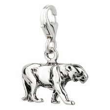 Charm / Anhänger Panther mit Karabinerverschluß aus 925 Sterling Silber