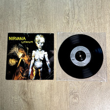 Nirvana Lithium 7" Black Vinyl Record UK Single Silver Labels Nevermind