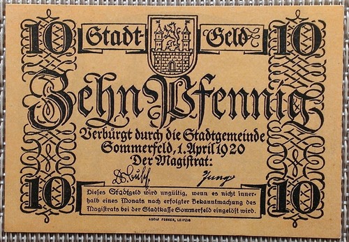 Notgeld pfennig sommerfeld - pfennig,