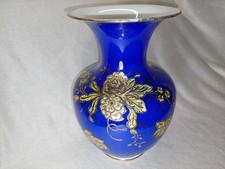 Kobalt Prunkvase 25cm blau Gold Emaille Malerei ALKA Kronach bauchig Nostalgie