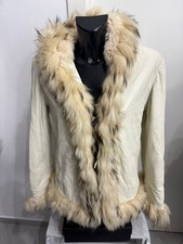 Jacke Mantel D. G. Frau Leder Weiß Größe 44 Mod. AM360