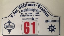 Schild Werbung 7. Int. Oldtimer Treffen Oldtimertreffen Hillesheim / Eifel 1998