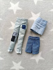 Barbie Creatable Kleidung Konvolut - Denim Patched Jeans Shorts Rock
